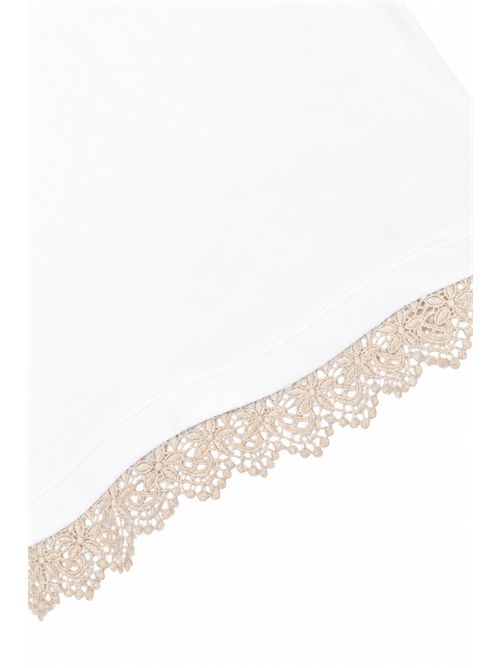 T-shirt Dalai in cotone con pizzo Bianco Liviana Conti | L6SW70A01-0